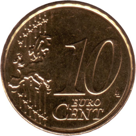 Монета 10 центов. 2021 год, Кипр. Монета 10 центов. 2021 год, Кипр.