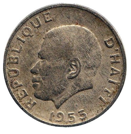 Монета 5 сантимов. 1953 год, Гаити. Монета 5 сантимов. 1953 год, Гаити.