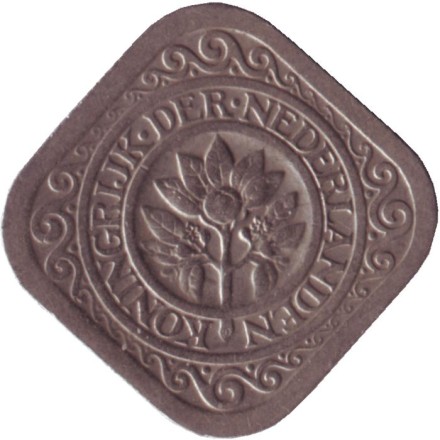 Монета 5 центов. 1939 год, Нидерланды. Монета 5 центов. 1939 год, Нидерланды.