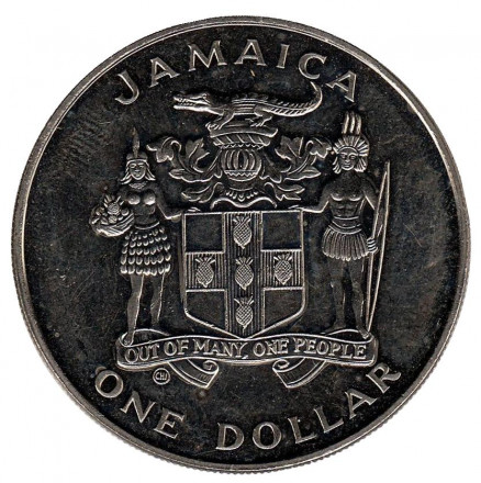 Монета 1 доллар. 1982 год, Ямайка. Чемпионат мира по футболу 1982 года.