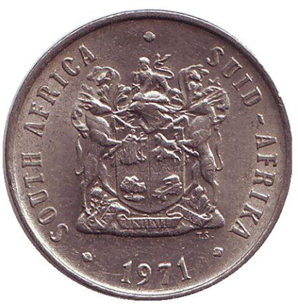 Монета 10 центов. 1971 год, Южная Африка. Алоэ. Монета 10 центов. 1971 год, Южная Африка. Алоэ.