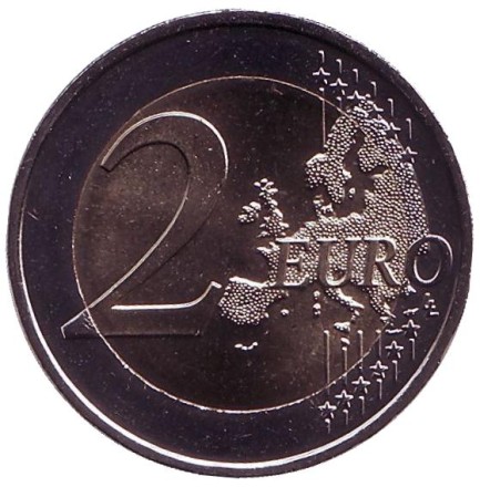 Монета 2 евро. 2018 год, Мальта. (Без отметки монетного двора на аверсе) Храм Мнайдры. Доисторические места Мальты.