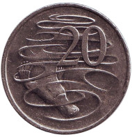 Монета 20 центов. 1999 год, Австралия. Утконос. Монета 20 центов. 1999 год, Австралия. Утконос.