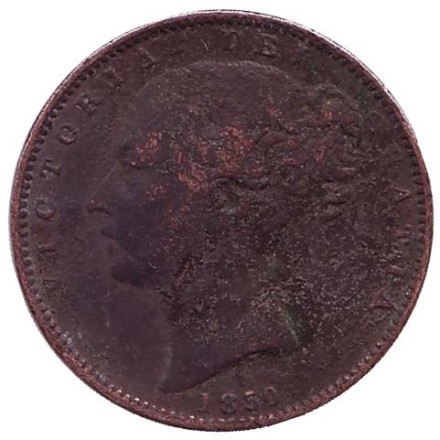 Монета 1 фартинг. 1850 год, Великобритания. Монета 1 фартинг. 1850 год, Великобритания.