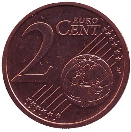 Монета 2 цента. 2003 год (F), Германия. Монета 2 цента. 2003 год (F), Германия.