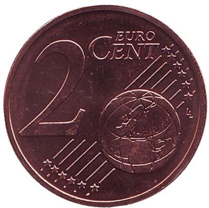 Монета 2 цента. 2014 год, Кипр. Монета 2 цента. 2014 год, Кипр.
