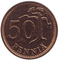 Монета 50 пенни. 1983 год (N), Финляндия. Монета 50 пенни. 1983 год (N), Финляндия.