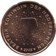 Монета 20 евроцентов. 2003 год, Нидерланды. Монета 20 евроцентов. 2003 год, Нидерланды.