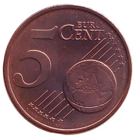 Монета 5 центов. 2005 год, Греция. Монета 5 центов. 2005 год, Греция.