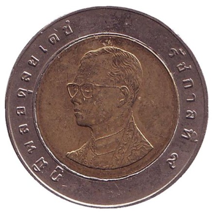 Монета 10 батов. 1989 год, Таиланд. Ват Арун. (Храм рассвета).