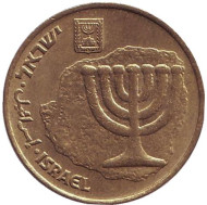 Монета 10 агор. 1998 год, Израиль. Менора (Семисвечник). Монета 10 агор. 1998 год, Израиль. Менора (Семисвечник).