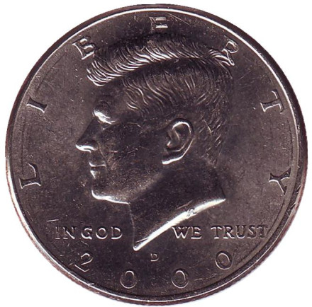 Монета 50 центов. 2000 год (D), США. Джон Кеннеди.