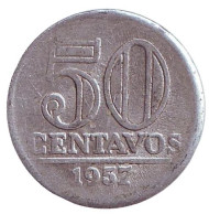 Монета 50 сентаво. 1957 год, Бразилия. Монета 50 сентаво. 1957 год, Бразилия.