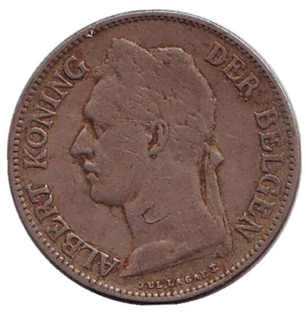 Монета 50 сантимов. 1925 год, Бельгийское Конго. (Der Belgen) Монета 50 сантимов. 1925 год, Бельгийское Конго. (Der Belgen)