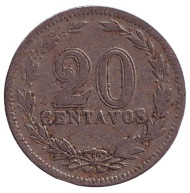 Монета 20 сентаво. 1909 год, Аргентина.