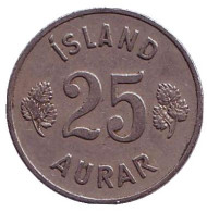 Монета 25 аураров. 1946 год, Исландия. Монета 25 аураров. 1946 год, Исландия.