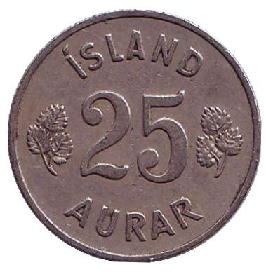 Монета 25 аураров. 1946 год, Исландия.