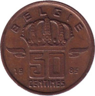 Монета 50 сантимов. 1985 год, Бельгия. (Belgie) Монета 50 сантимов. 1985 год, Бельгия. (Belgie)