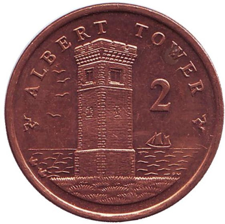 Монета 2 пенса. 2005 год (AA), Остров Мэн. Башня Альберта.