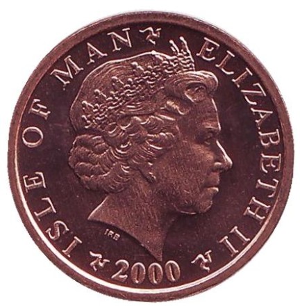 Монета 1 пенни. 2000 год, Остров Мэн. UNC. Руины древнего замка.