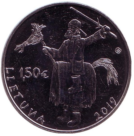 Монета 1,5 евро. 2019 год, Литва. Масленица. Монета 1,5 евро. 2019 год, Литва. Масленица.