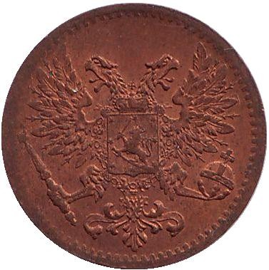 Монета 1 пенни. 1917 год, Финляндия в составе Российской Империи.