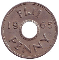 Монета 1 пенни. 1965 год, Фиджи. Монета 1 пенни. 1965 год, Фиджи.