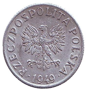 Монета 2 гроша. 1949 год, Польша. Без знака монетного двора. Монета 2 гроша. 1949 год, Польша. Без знака монетного двора.