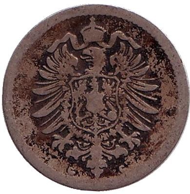 Монета 5 пфеннигов. 1876 год (G), Германская империя.