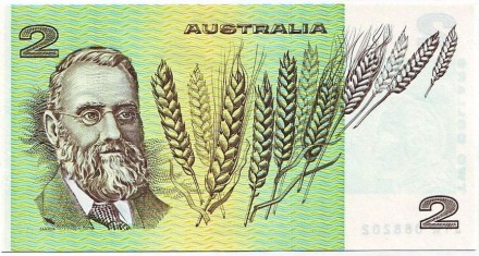 Банкнота 2 доллара. 1974-1985 гг., Австралия. Тип 3. Джон Макартур. Банкнота 2 доллара. 1974-1985 гг., Австралия. Тип 3. Джон Макартур.