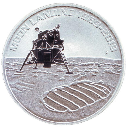 Монета 1 доллар. 2019 год, Австралия. 50 лет высадке на Луну.