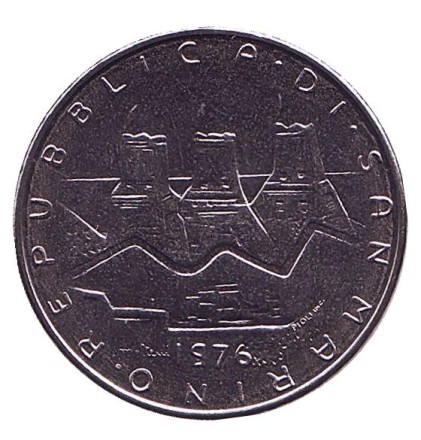 Монета 50 лир. 1976 год, Сан-Марино. Монета 50 лир. 1976 год, Сан-Марино.