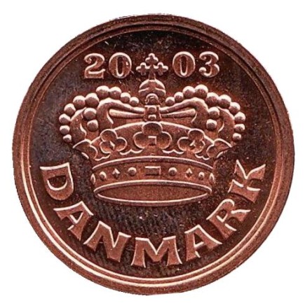 Монета 50 эре. 2003 год, Дания. BU. Монета 50 эре. 2003 год, Дания. BU.