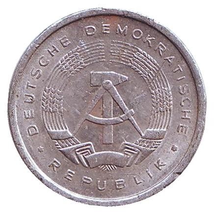 Монета 5 пфеннигов. 1986 год, ГДР. Монета 5 пфеннигов. 1986 год, ГДР.