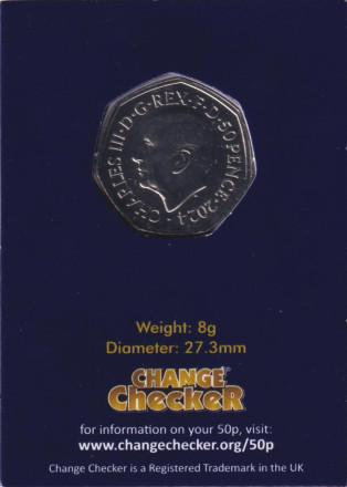 Монета 50 пенсов. 2024 год, Великобритания. Тираннозавр. В блистере.