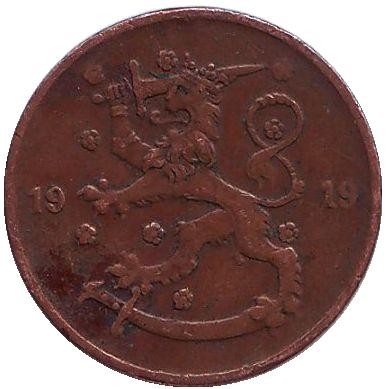 Монета 5 пенни. 1919 год, Финляндия.