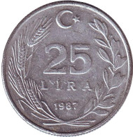 Монета 25 лир. 1987 год, Турция. Монета 25 лир. 1987 год, Турция.
