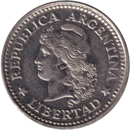 Монета 10 сентаво. 1957 год, Аргентина.
