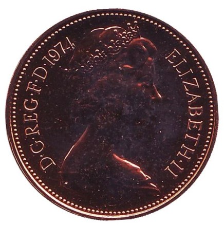 Монета 2 новых пенса. 1974 год, Великобритания. Proof. Монета 2 новых пенса. 1974 год, Великобритания. Proof.