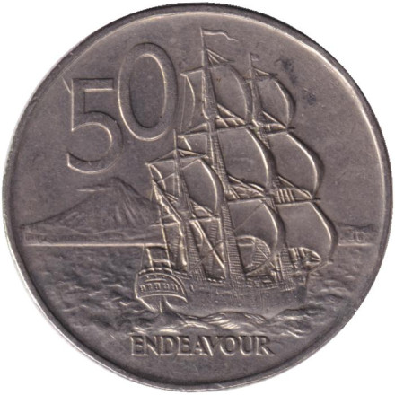 Монета 50 центов, 1977 год, Новая Зеландия. Парусник "Endeavour". Монета 50 центов, 1977 год, Новая Зеландия. Парусник "Endeavour".