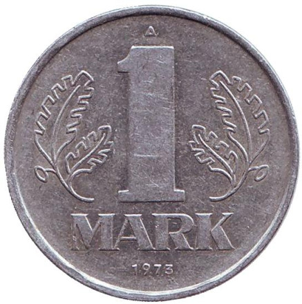 Монета 1 марка. 1973 год, ГДР.