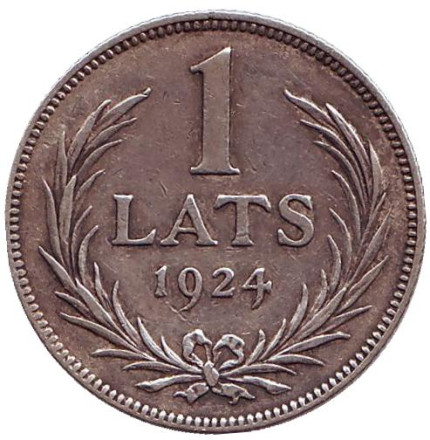 Монета 1 лат, 1924 год, Латвия.