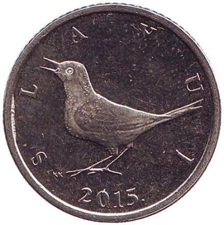 Монета 1 куна. 2015 год, Хорватия. Западный соловей.