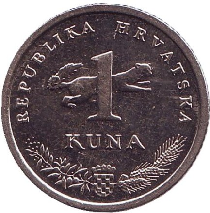 Монета 1 куна. 2015 год, Хорватия. Западный соловей.