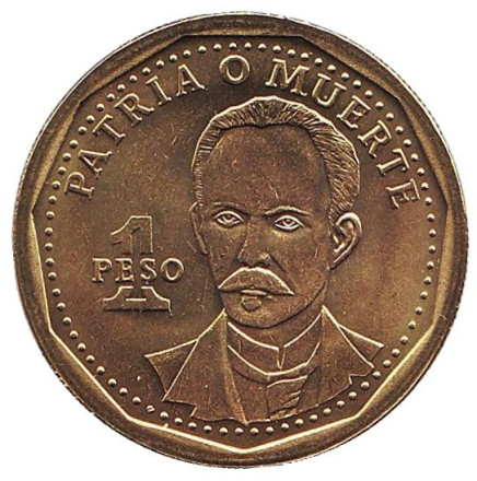 Монета 1 песо. 2012 год, Куба. Хосе Марти.