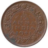 Монета 1/12 анны. 1941 год, Индия Британская.