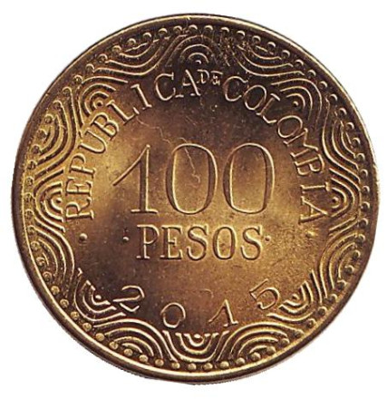 Монета 100 песо. 2015 год, Колумбия. UNC. Фрайлехон.