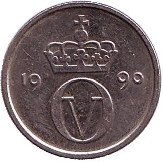 Монета 10 эре. 1990 год, Норвегия.