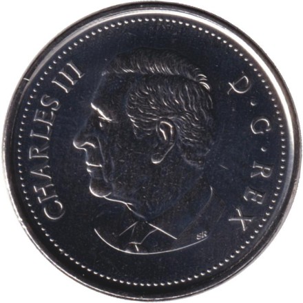 Монета 5 центов. 2025 год, Канада. Бобр. Карл III.