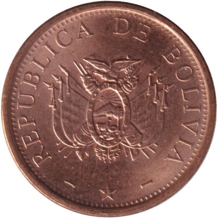Монета 10 сентаво. 2001 год, Боливия. Монета 10 сентаво. 2001 год, Боливия.